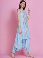 Women Republic Powder Blue Hand Embellished Kurta With Harem Pants | Grocsy
