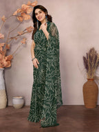 Partywear Designer Georgette Green Fancy Saree - Durga | Grocsy