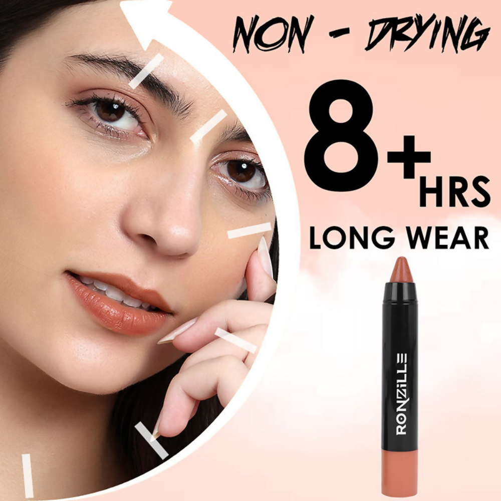 Ronzille Long Stay Matte Lip Crayon - Soft Peach | Grocsy