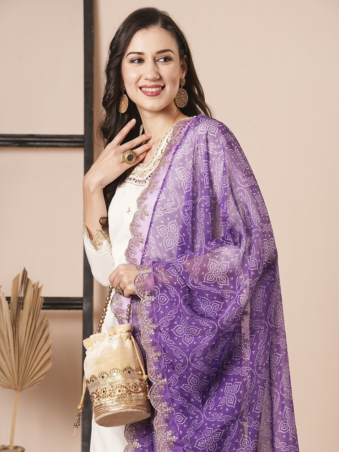 Off White Roman Silk Embroidery Work, Printed Kurta Set - Riya | Grocsy