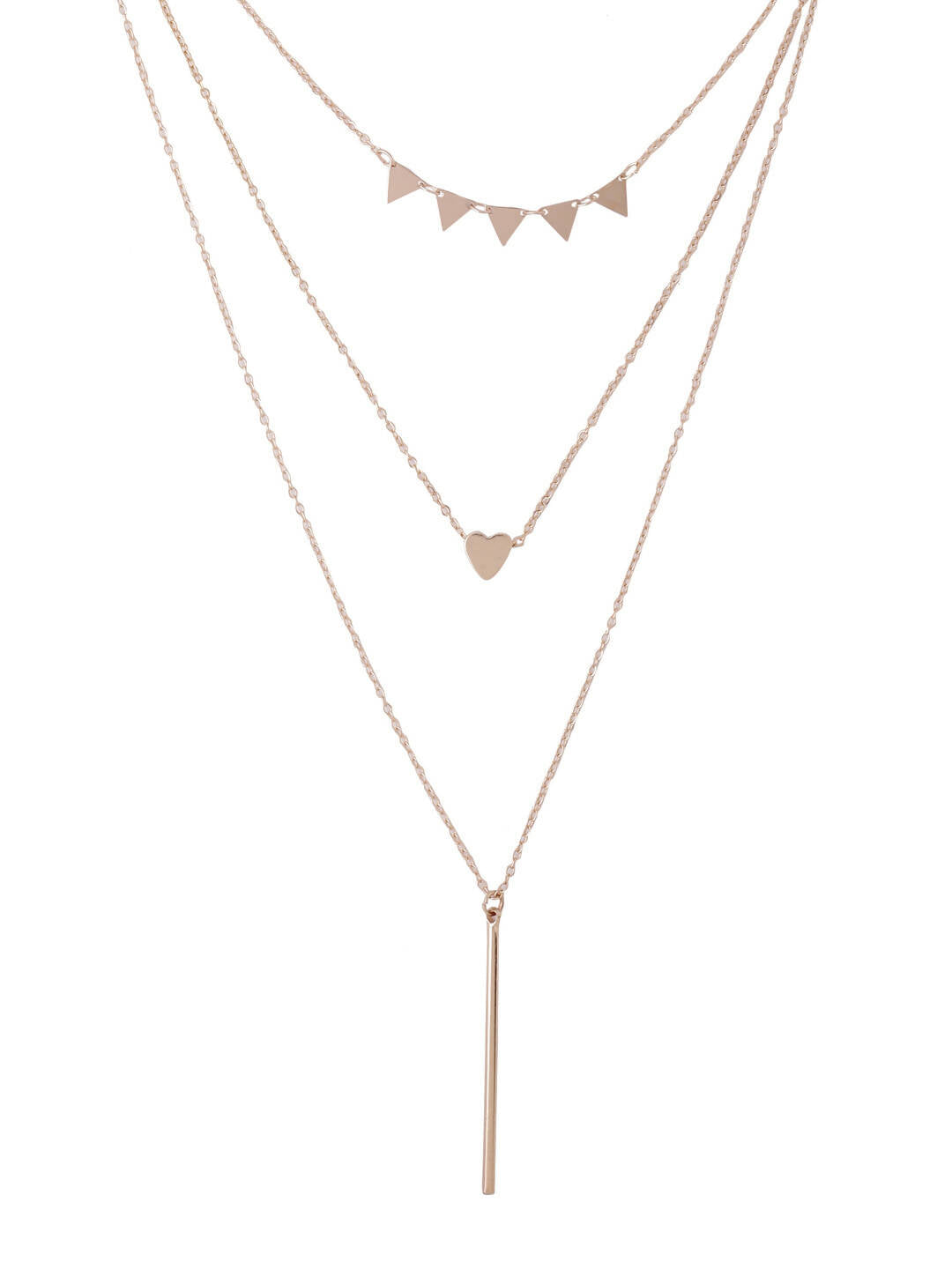 NVR Women's 3 Layered Gold-Polished Minimal Layered Necklace | Grocsy