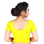 Vamika Yellow Lycra Plain Blouse | Grocsy