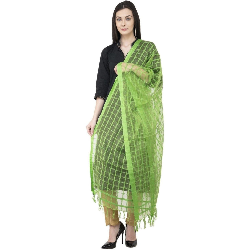 A R Silk Cotton Square Regular Dupatta Parrot Green Color Dupatta or Chunni | Grocsy
