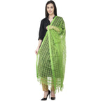 A R Silk Cotton Square Regular Dupatta Parrot Green Color Dupatta or Chunni | Grocsy
