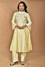 Morchari Women And Hand Embroidery Co-Ord Set-Lemon- Yellow | Grocsy