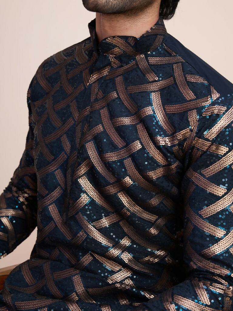Vastranavya Traditional Festival Wear Pure Silk Thread & Sequence Embroidered Work Kurta | Grocsy