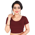 Vamika Brown Lycra Plain Blouse | Grocsy