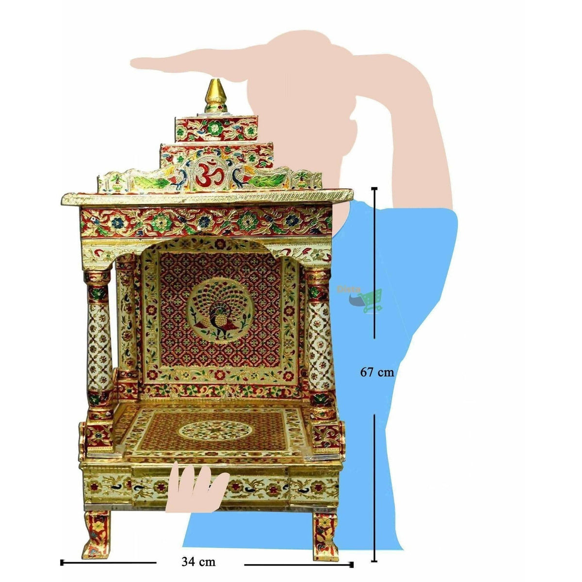 Silver Coated Multi Color Pooja Mandir / Pooja Mandiram Multi Color | Grocsy