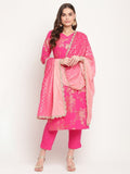 Ahalyaa Dark Pink Crepe Printed Salwar Suit Sets With Dupatta | Grocsy