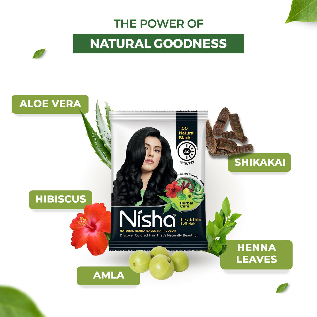 Nisha Henna Based Hair Colour For Women & Men Natural Black | Grocsy