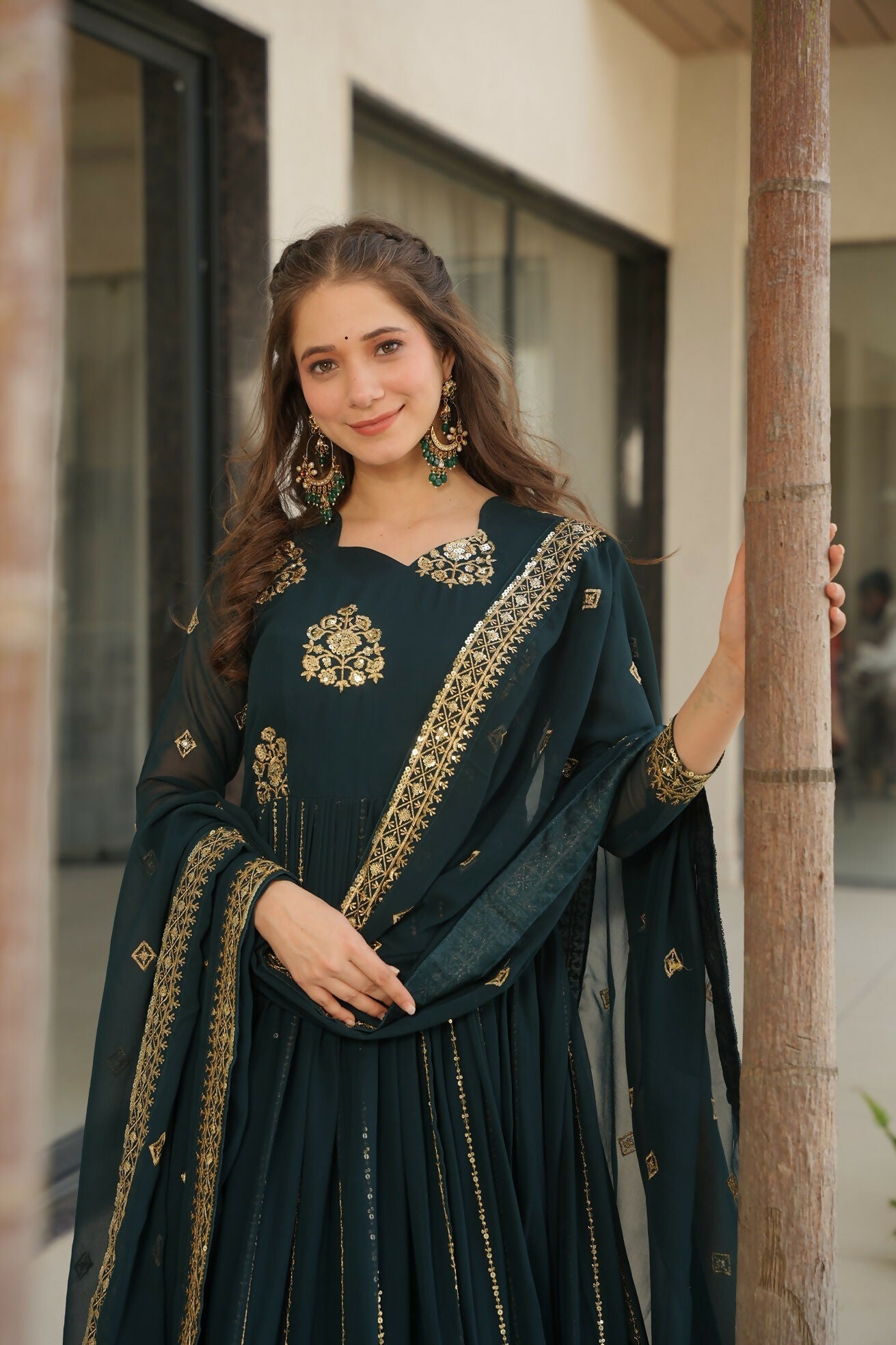 Joban Fashion Rama Georgette Sequence Embroidery Work Kurta Set | Grocsy