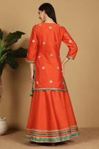 Joban Fashion Orange Taffeta Lehenga Set | Grocsy