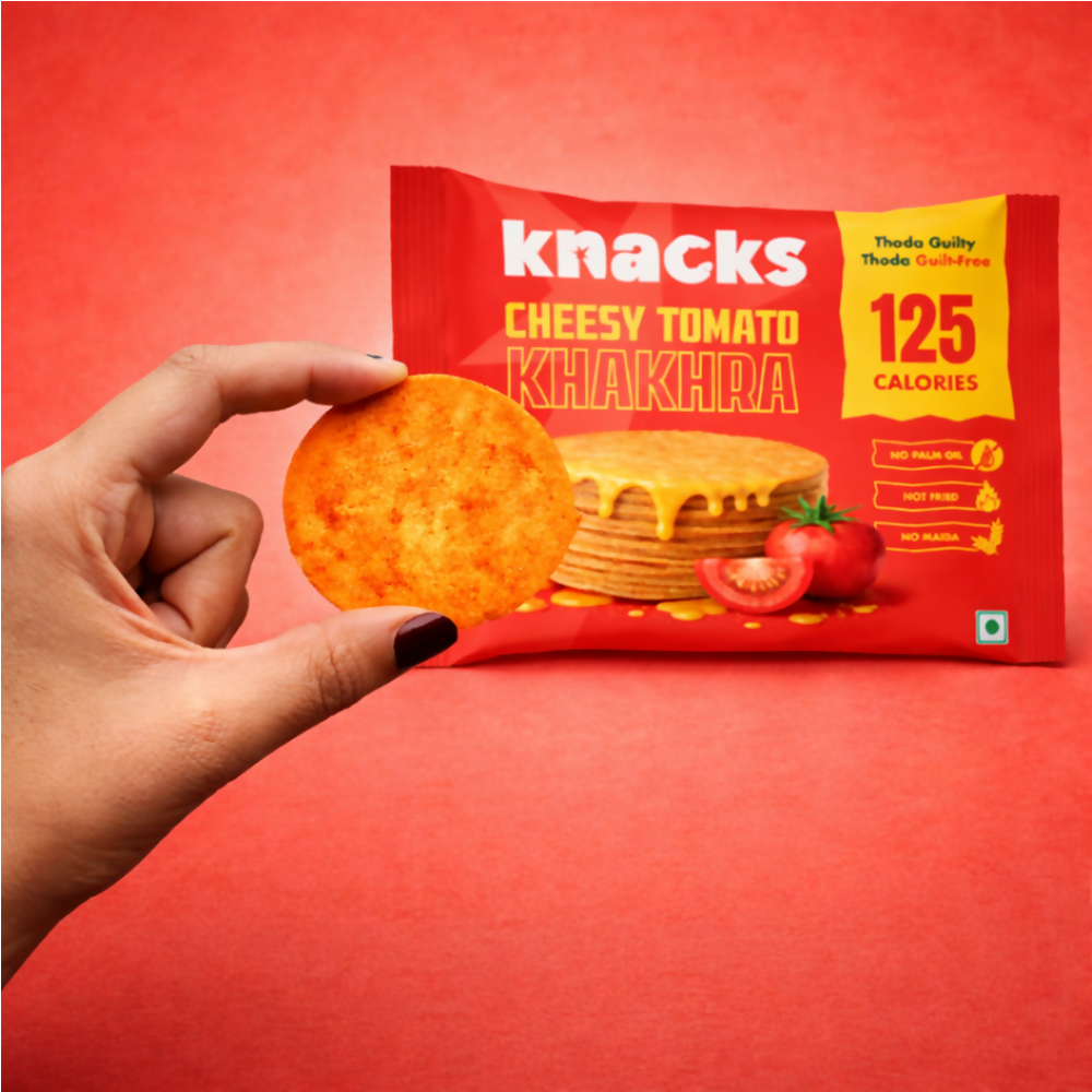 Knacks Coin Khakhra Crisps - Cheesy Tomato Flavour | Grocsy