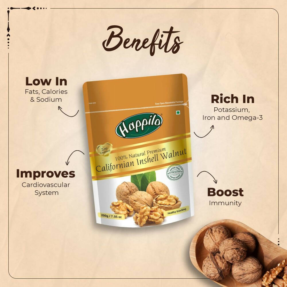 Happilo Premium Whole Californian Inshell Walnuts | Grocsy