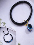 NVR Women & Men Set of 2 Black Evil Eye Rakhi With Roli Chawal | Grocsy