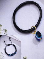 NVR Women & Men Set of 2 Black Evil Eye Rakhi With Roli Chawal | Grocsy