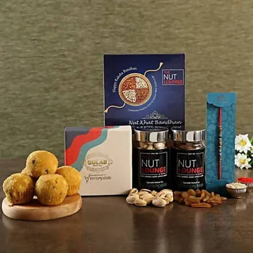 Pearl Sleek Rakhi With Dry Fruits & Besan Laddoos | Grocsy