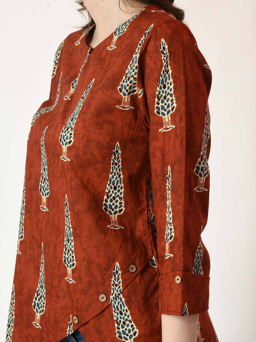 Myshka Women's Rust Printed Top | Grocsy