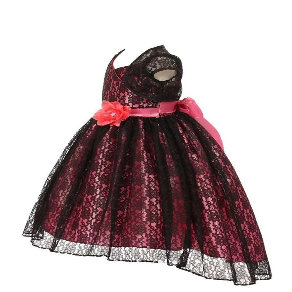 Asmaani Baby Girl's Black Colour Satin A-Line Maxi Full Length Dress (AS-DRESS-22158) | Grocsy