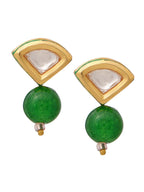 Ruby Raang Kundan and Green Stone Necklace with Studs | Grocsy