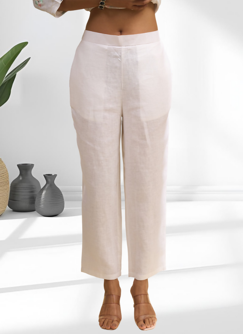 Joban Fashion Off White Linen Embroidered Readymade Cord Set | Grocsy