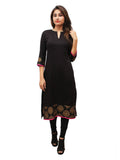 Women's Black Contrast Gold Print, V Nk Slit - G & A Apparels | Grocsy
