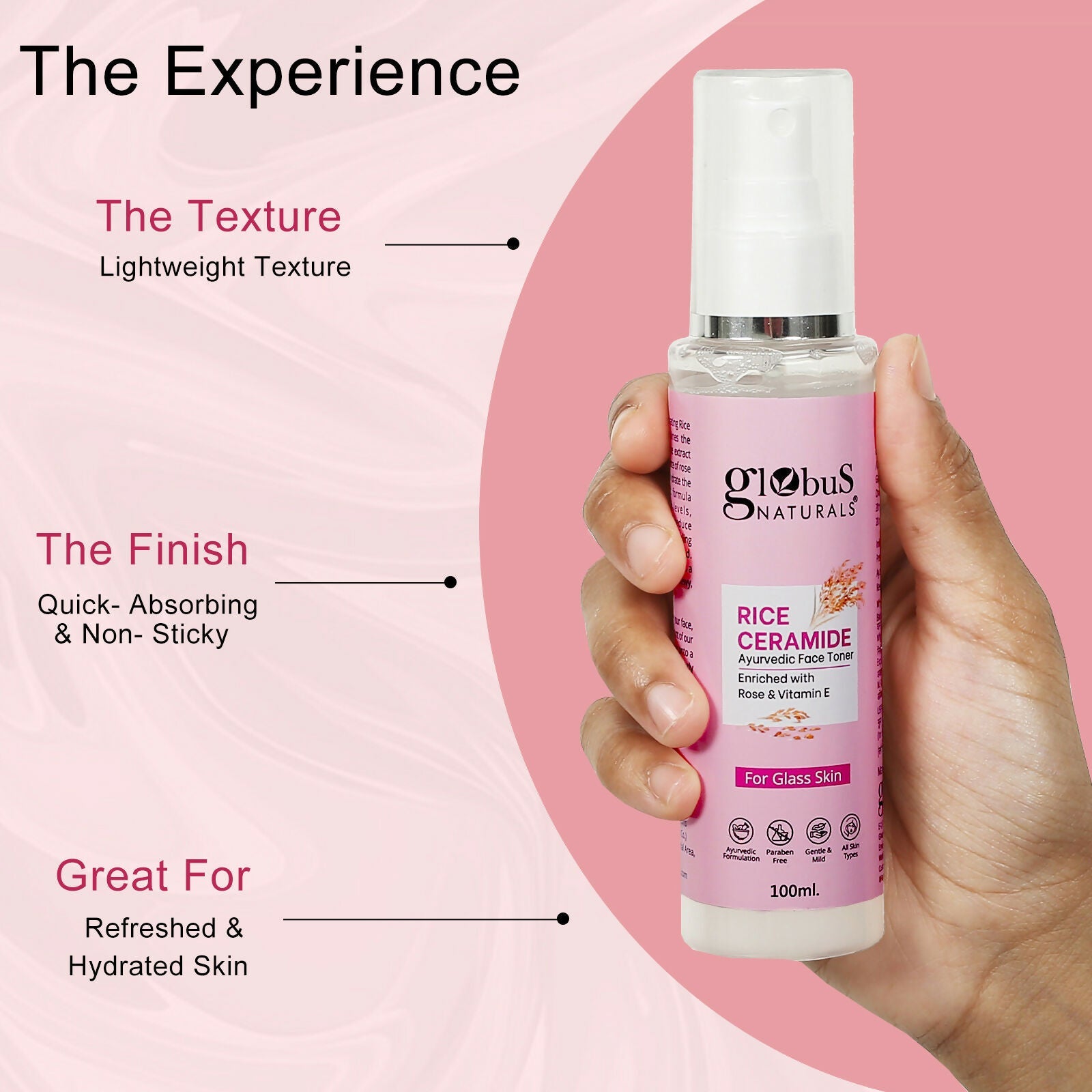 Globus Naturals Rice Ceramide Ayurvedic Face Toner, For Korean Glass Skin | Grocsy