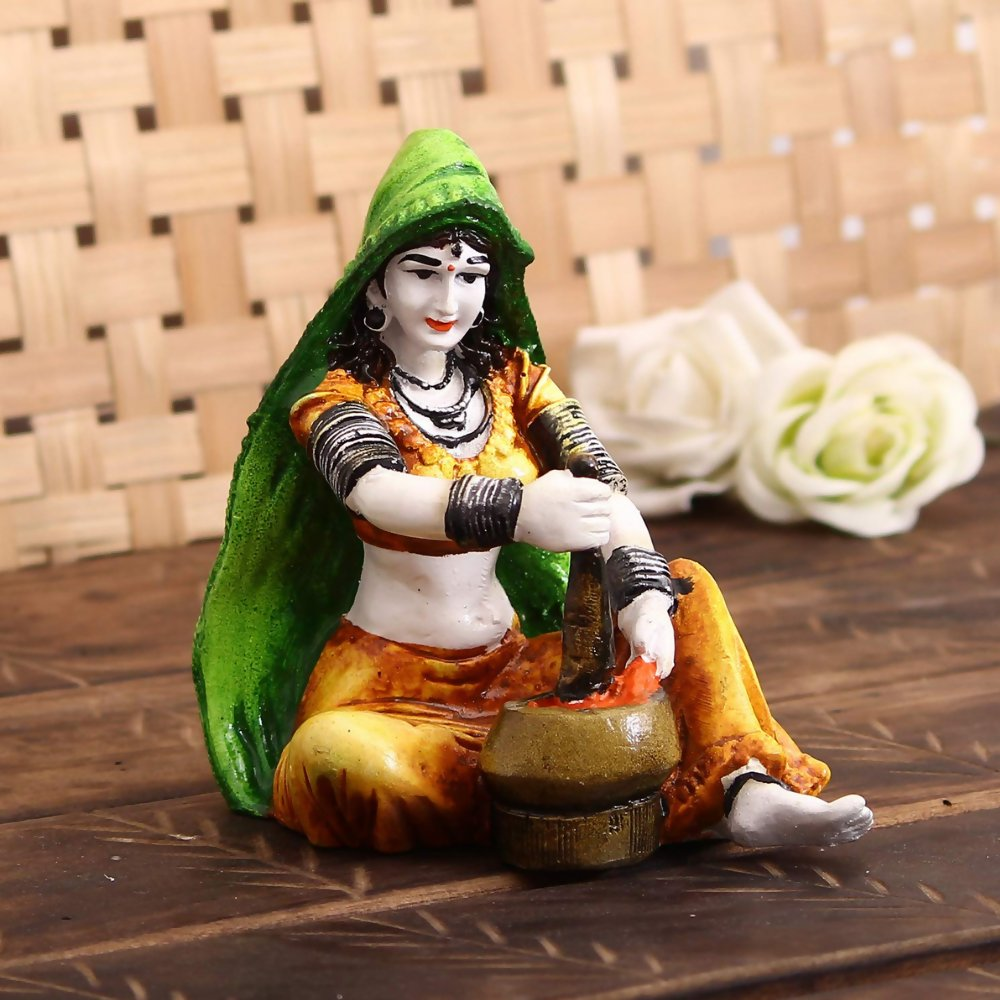 eCraftIndia Rajasthani Lady Decorative Statue | Grocsy