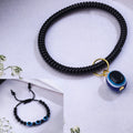 NVR Set of 2 Black Evil Eye Bracelet for Men's & Women