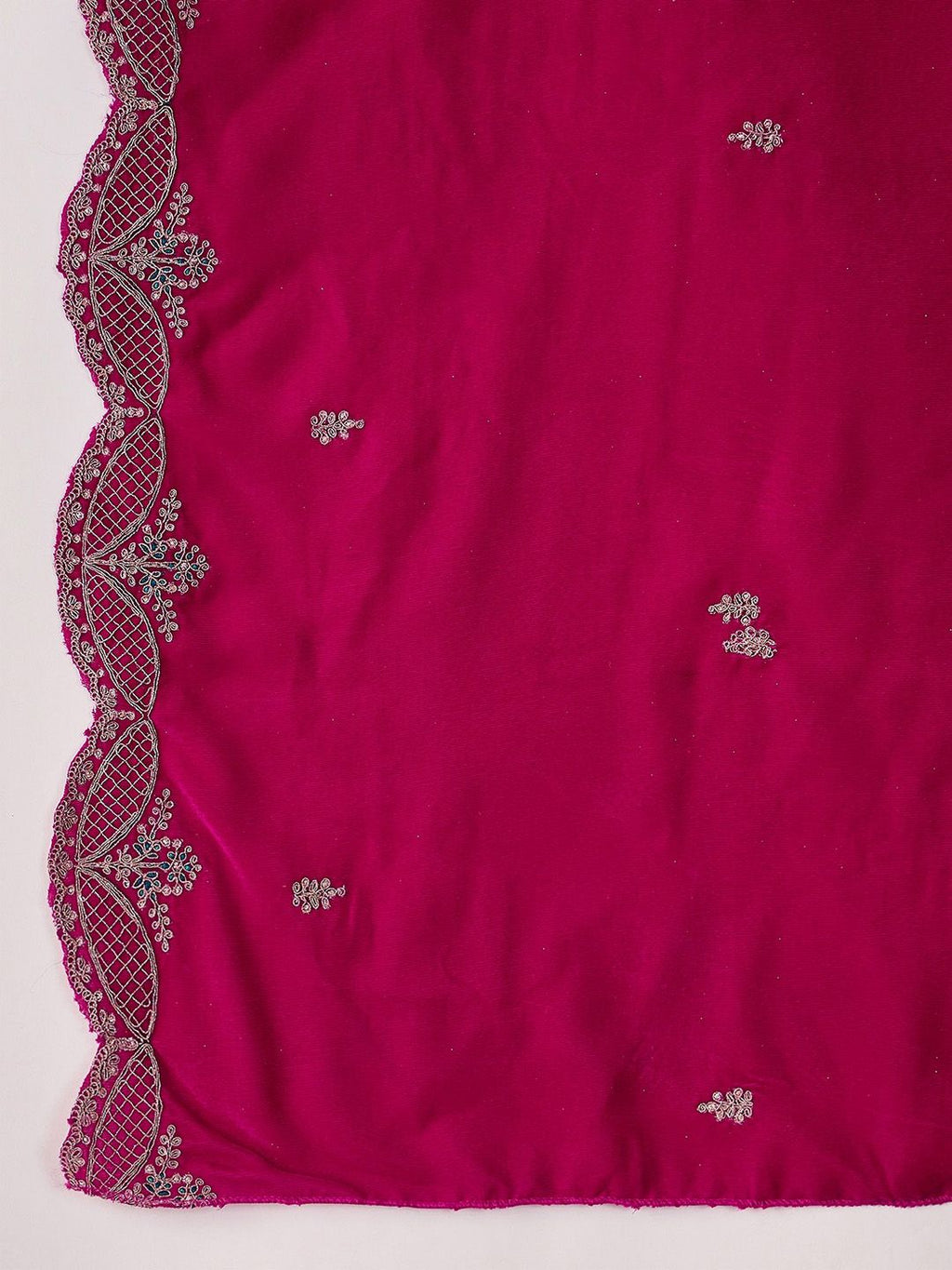 Sangria Floral Embroidered Straight Kurta & Trouser With Dupatta | Grocsy