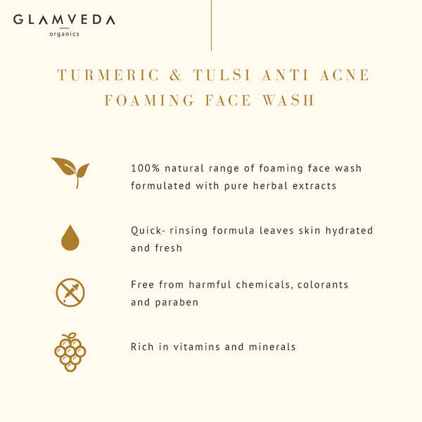 Glamveda Turmeric & Tulsi Detox Anti Acne Face Wash | Grocsy