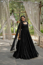 Joban Fashion Black Georgette Sequence Embroidery Work Kurta Set | Grocsy