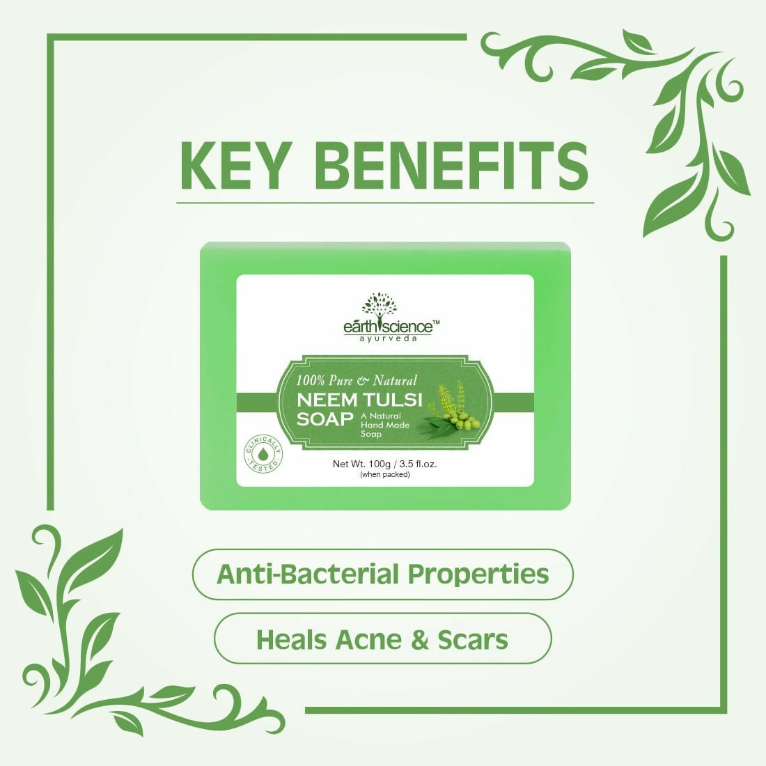 Earth Science Ayurveda Neem Tulsi Bath Soap | Grocsy