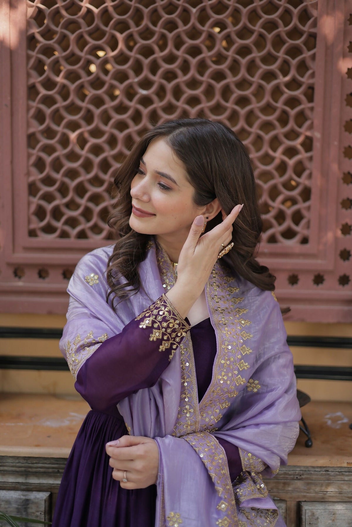 Joban Fashion Purple Georgette Sequence Embroidery Work Kurta Set | Grocsy