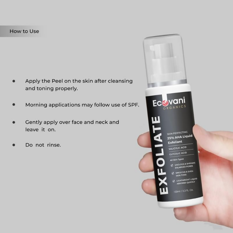 Ecovani Organics 25% AHA Liquid Salicylic Acid Exfoliant | Grocsy