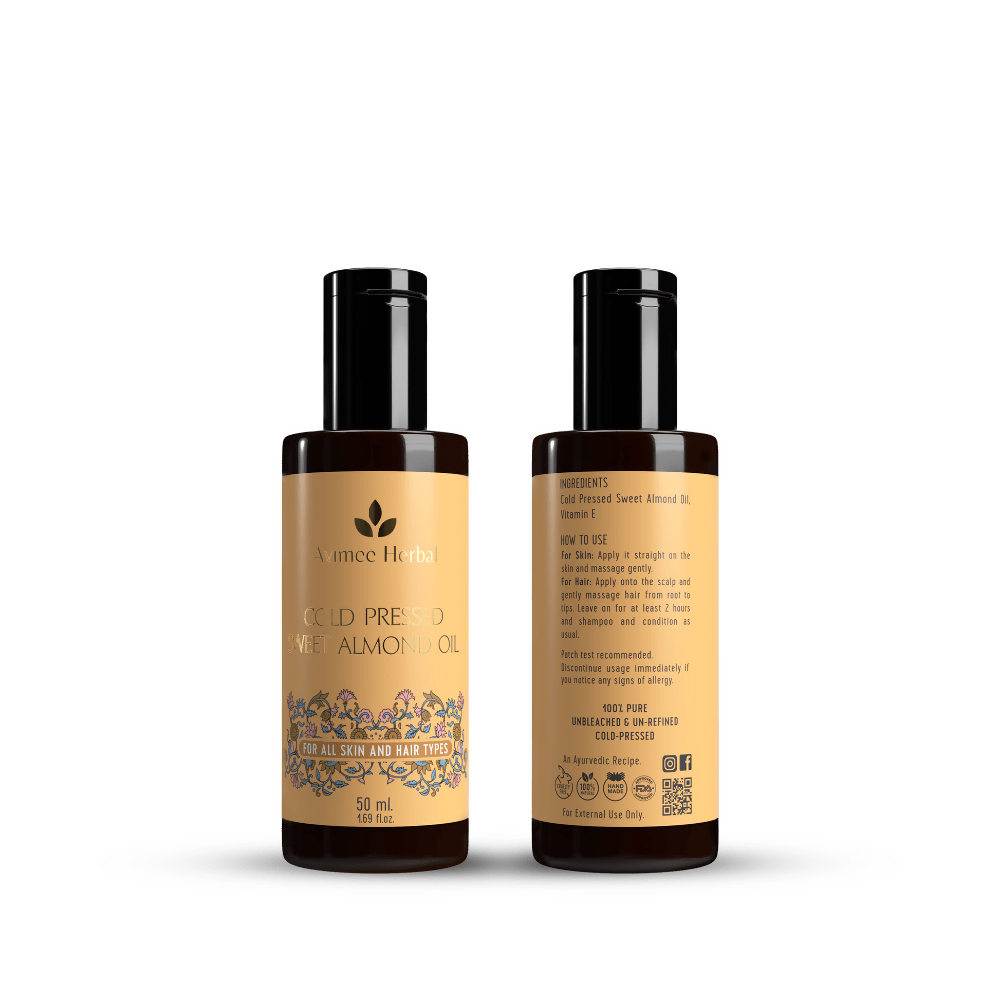Avimee Herbal Cold Pressed Sweet Almond Oil, Fight Split Ends With Vitamin E | Grocsy