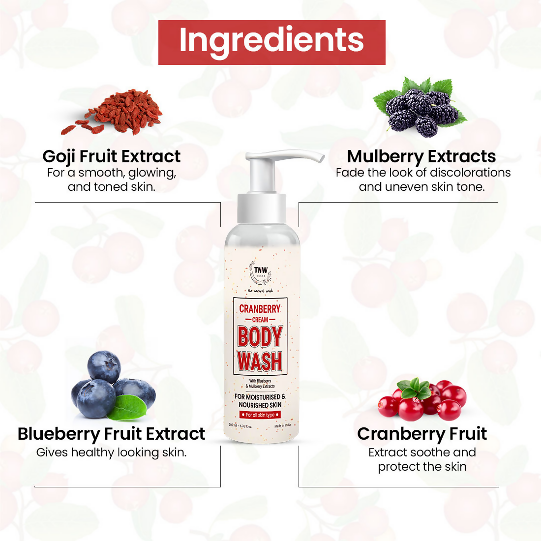 The Natural Wash Cranberry Cream Body Wash | Grocsy