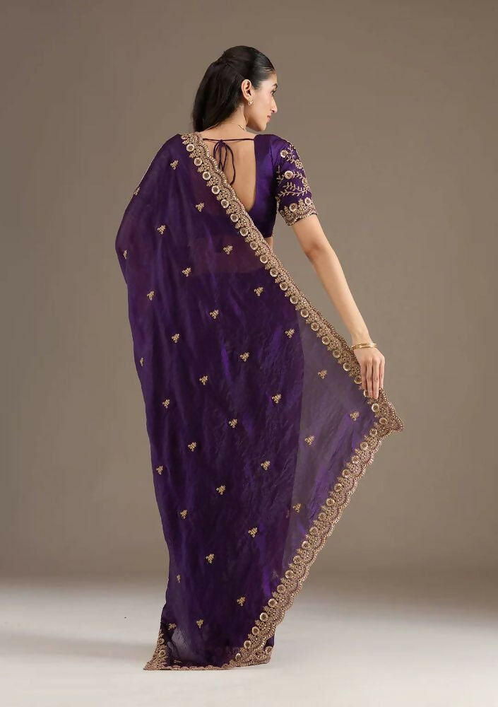 Joban Fashion Blue Frendy Satin Silk Party Wear Sarees | Grocsy