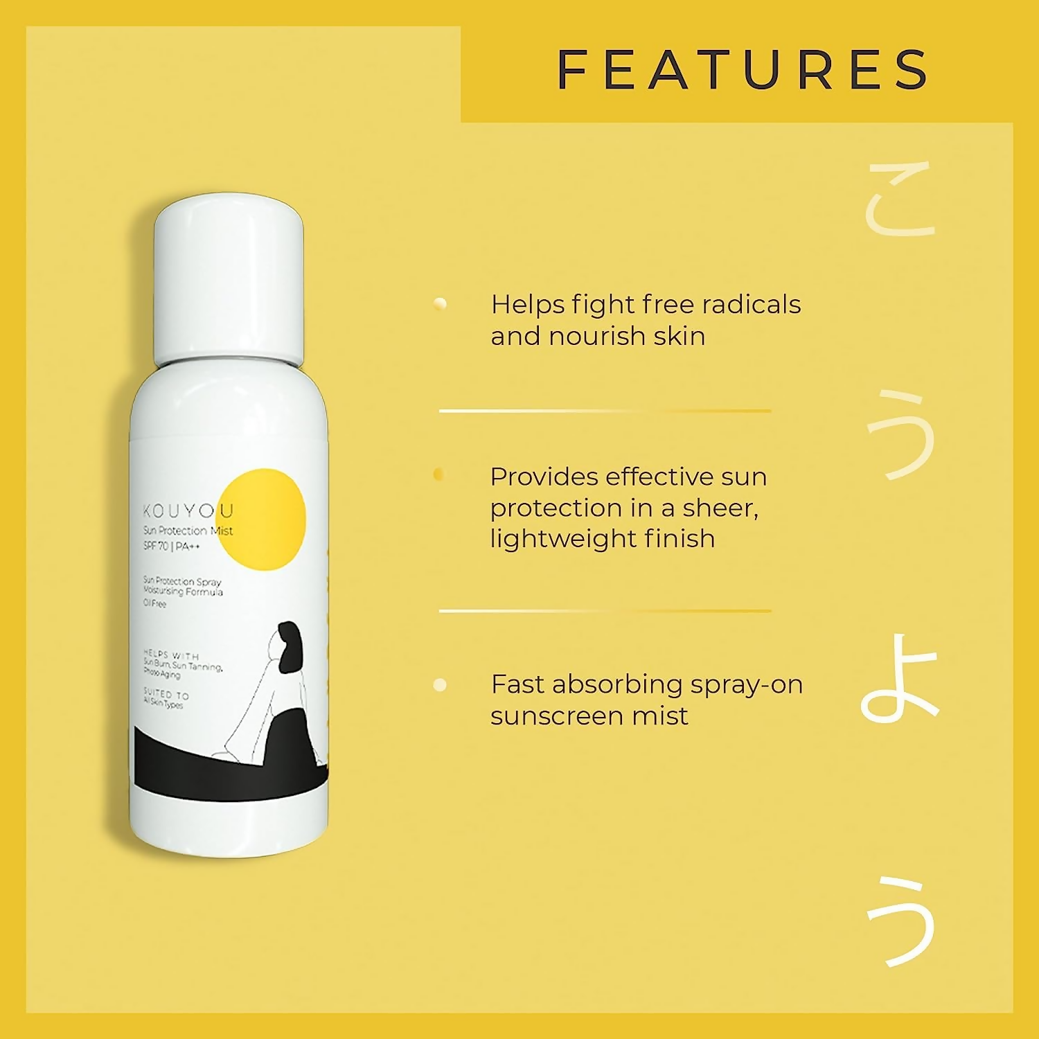 Kanpeki Kouyou Sun Protection Mist Sunscreen Spray SPF 70 | Grocsy