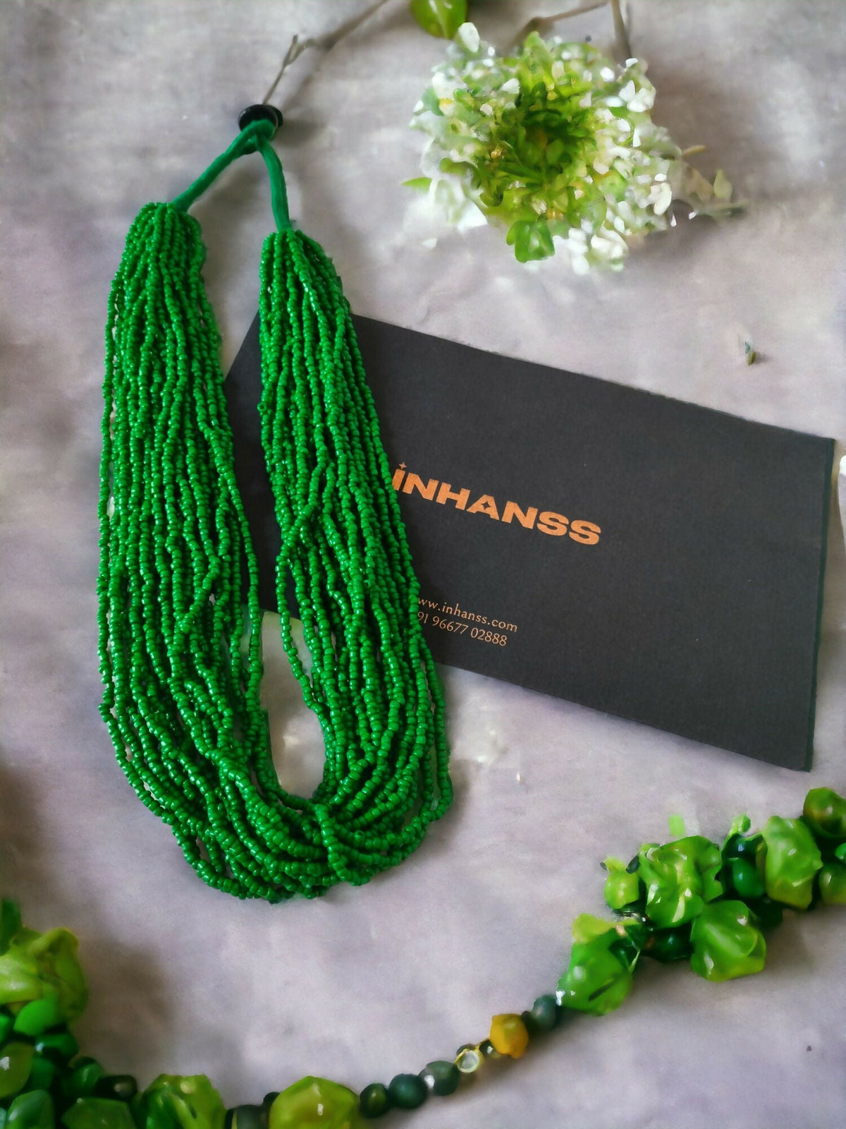 Inhanns Handmade Beaded Multilayer Necklace, 20 Layers - Green | Grocsy