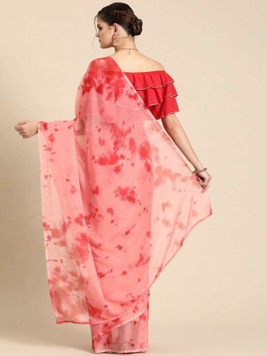 Ahalyaa Women's Traditional Semi Stitch Saree - Peach | Grocsy