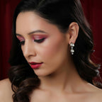 Kundan and Diamond Earrings (Silver) - Ruby Raang | Grocsy