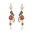 Nuyug 22K Gold Plated Pearl Drop Kundan Studded Ethnic Peacock Shaped Drop Earrings | Grocsy