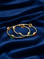 NVR Women Set of 2 Gold Plated Artificial Stone Bangle | Grocsy
