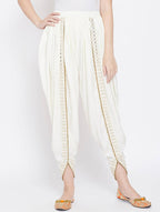 Cheera Women’s White Dhoti With Golden Lace | Grocsy