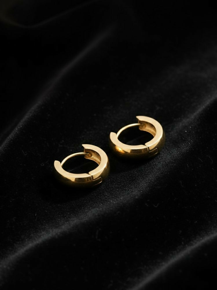 NVR Men's Gold Plated Hoop Earrings | Grocsy