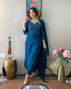 Ethnic Festive Wear Reyon Slub Rama Stitched Suit With Dupatta - Tanisha | Grocsy