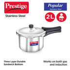 Prestige Popular Stainless Steel Pressure Cooker, Silver Color | Grocsy