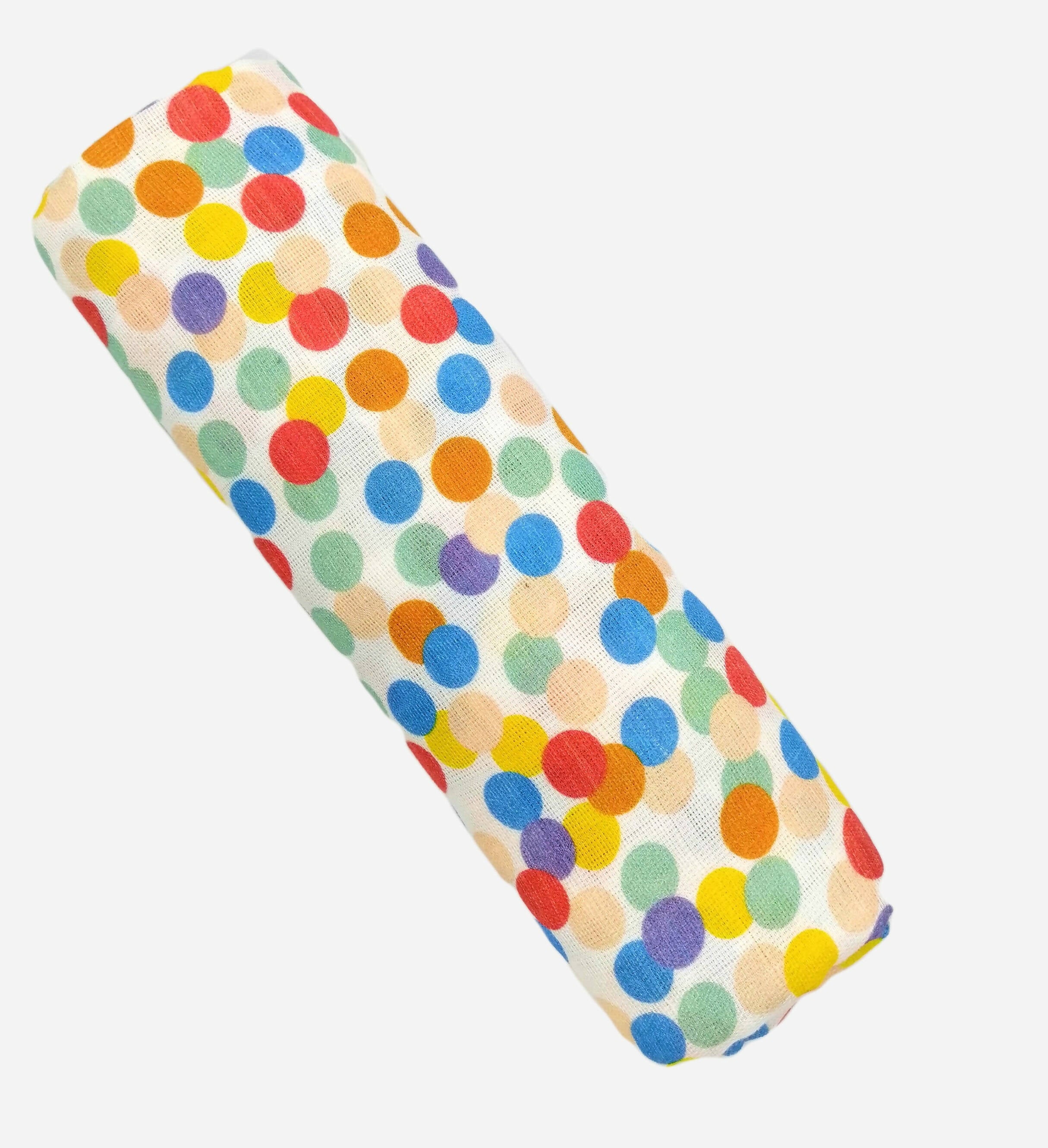 Kindermum Organic Cotton Muslin Swaddle Blanket 110 Cm X 110 Cm - Set Of 2 - Colorful Polka And Bear | Grocsy