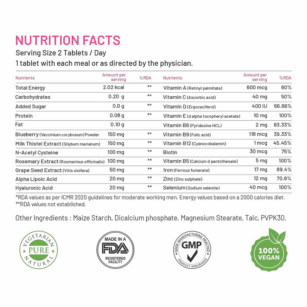 Bliss Welness Skin Multivitamin Tablets | Grocsy